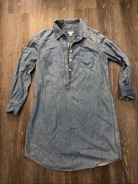 J.Crew Casual Light Blue Denim Long-Sleeve Shirt Dress